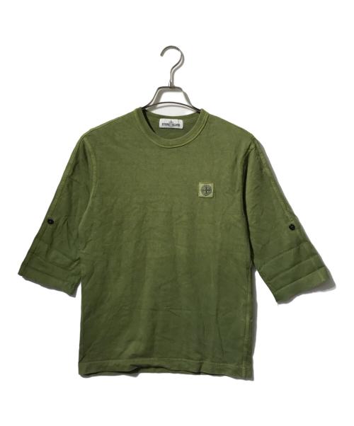 STONE ISLAND（ストーンアイランド）STONE ISLAND (ストーンアイランド) フロントロゴ半袖カットソー/Tシャツ カーキ サイズ:Sの古着・服飾アイテム