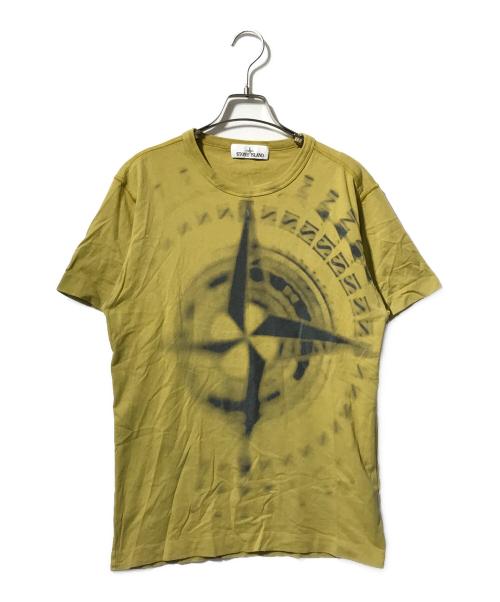 STONE ISLAND（ストーンアイランド）STONE ISLAND (ストーンアイランド) ビッグロゴ半袖カットソー イエロー サイズ:Sの古着・服飾アイテム