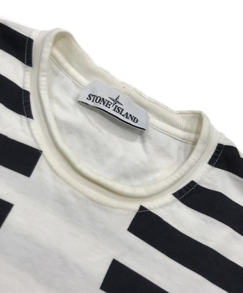 STONE ISLAND（ストーンアイランド）STONE ISLAND (ストーンアイランド) ボーダーTシャツ ホワイト×ブラック サイズ:Sの古着・服飾アイテム