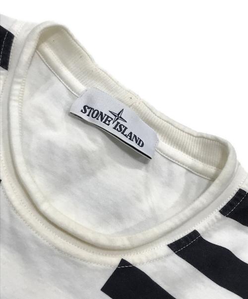 STONE ISLAND（ストーンアイランド）STONE ISLAND (ストーンアイランド) ボーダーTシャツ ホワイト×ブラック サイズ:Sの古着・服飾アイテム