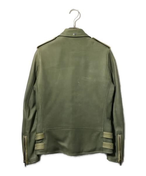 Moonage Devilment（ムーンエイジデビルメント）Moonage Devilment (ムーンエイジデビルメント) ラムレザーダブルライダースジャケット カーキ サイズ:46の古着・服飾アイテム