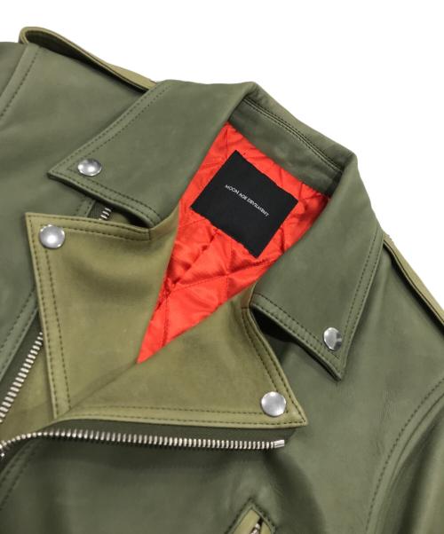 Moonage Devilment（ムーンエイジデビルメント）Moonage Devilment (ムーンエイジデビルメント) ラムレザーダブルライダースジャケット カーキ サイズ:46の古着・服飾アイテム