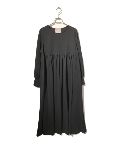 BEARDSLEY（ビアズリー）BEARDSLEY (ビアズリー) ジャージーギャザーワンピース/長袖ワンピース ブラック サイズ:SIZE 1の古着・服飾アイテム