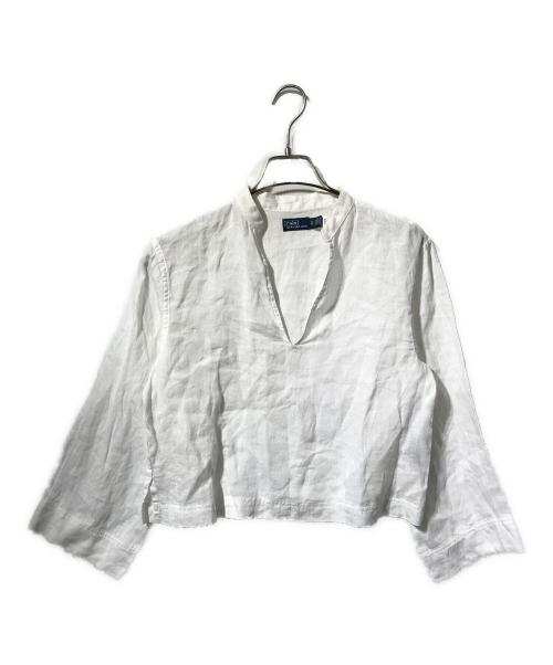 POLO RALPH LAUREN（ポロ・ラルフローレン）POLO RALPH LAUREN (ポロ・ラルフローレン) リネンスキッパーブラウス/長袖ブラウス ホワイト サイズ:XSの古着・服飾アイテム