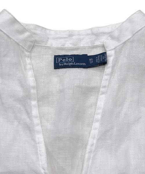 POLO RALPH LAUREN（ポロ・ラルフローレン）POLO RALPH LAUREN (ポロ・ラルフローレン) リネンスキッパーブラウス/長袖ブラウス ホワイト サイズ:XSの古着・服飾アイテム