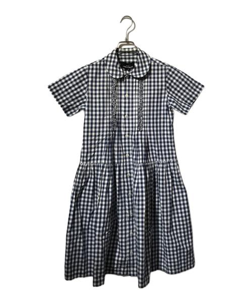 tricot COMME des GARCONS（トリココムデギャルソン）tricot COMME des GARCONS (トリココムデギャルソン) 丸襟ギンガムチェックシャツワンピース ブルー×ホワイト サイズ:Sの古着・服飾アイテム