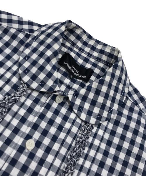 tricot COMME des GARCONS（トリココムデギャルソン）tricot COMME des GARCONS (トリココムデギャルソン) 丸襟ギンガムチェックシャツワンピース ブルー×ホワイト サイズ:Sの古着・服飾アイテム