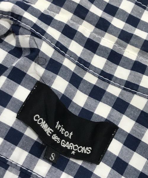 tricot COMME des GARCONS（トリココムデギャルソン）tricot COMME des GARCONS (トリココムデギャルソン) 丸襟ギンガムチェックシャツワンピース ブルー×ホワイト サイズ:Sの古着・服飾アイテム