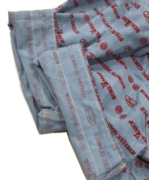 Hysteric Glamour（ヒステリックグラマー）Hysteric Glamour (ヒステリックグラマー) ロゴ総柄S/Sワークシャツ/半袖シャツ ブルー サイズ:Mの古着・服飾アイテム