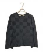 COMME des GARCONSコムデギャルソン）の古着「Vネックブロックニット」｜ブラック