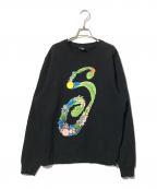 stussyステューシー）の古着「フローラルスウェット」｜ブラック