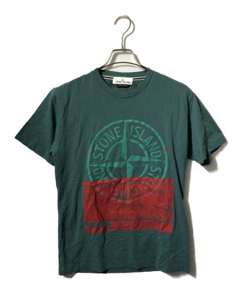 STONE ISLAND（ストーンアイランド）STONE ISLAND (ストーンアイランド) フロントロゴプリントTシャツ/半袖カットソー カーキ サイズ:Sの古着・服飾アイテム