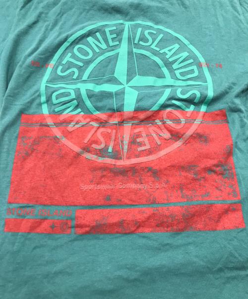 STONE ISLAND（ストーンアイランド）STONE ISLAND (ストーンアイランド) フロントロゴプリントTシャツ/半袖カットソー カーキ サイズ:Sの古着・服飾アイテム