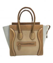 CELINE（セリーヌ）の古着「ラゲージマイクロハンドバッグ」｜ベージュ×ブラウン