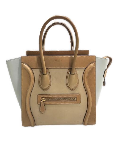 CELINE（セリーヌ）CELINE (セリーヌ) ラゲージマイクロハンドバッグ ベージュ×ブラウンの古着・服飾アイテム