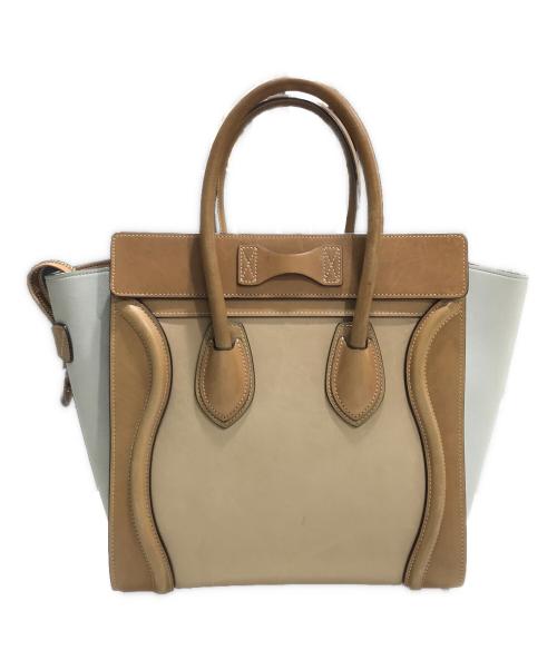 CELINE（セリーヌ）CELINE (セリーヌ) ラゲージマイクロハンドバッグ ベージュ×ブラウンの古着・服飾アイテム