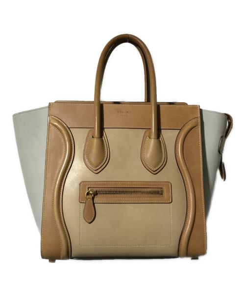 CELINE（セリーヌ）CELINE (セリーヌ) ラゲージマイクロハンドバッグ ベージュ×ブラウンの古着・服飾アイテム