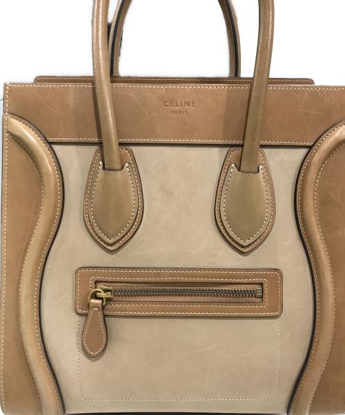 CELINE（セリーヌ）CELINE (セリーヌ) ラゲージマイクロハンドバッグ ベージュ×ブラウンの古着・服飾アイテム