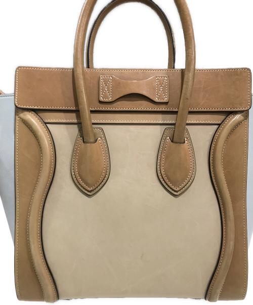 CELINE（セリーヌ）CELINE (セリーヌ) ラゲージマイクロハンドバッグ ベージュ×ブラウンの古着・服飾アイテム