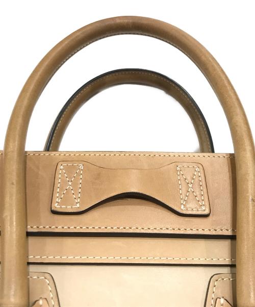 CELINE（セリーヌ）CELINE (セリーヌ) ラゲージマイクロハンドバッグ ベージュ×ブラウンの古着・服飾アイテム