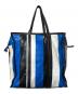 中古・古着 BALENCIAGA (バレンシアガ) バザールショッパートートバッグ ブルー×ブラック×ホワイト：35000円