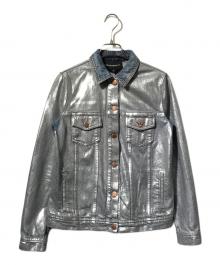 EMPORIO ARMANI（エンポリオ アルマーニ）の古着「シルバーペイントコーティングデニムジャケット」｜インディゴ×シルバー