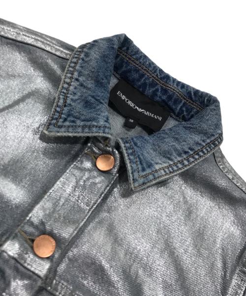 EMPORIO ARMANI（エンポリオ アルマーニ）EMPORIO ARMANI (エンポリオ アルマーニ) シルバーペイントコーティングデニムジャケット インディゴ×シルバー サイズ:38の古着・服飾アイテム