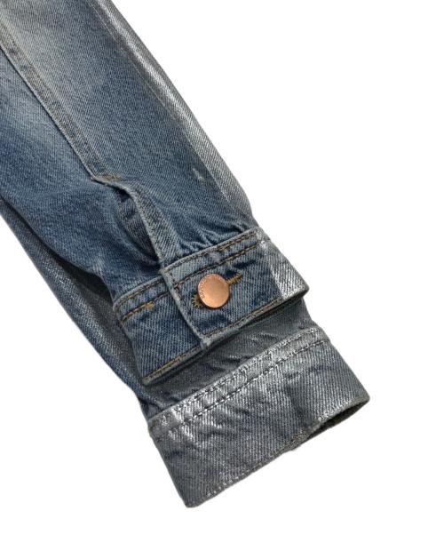 EMPORIO ARMANI（エンポリオ アルマーニ）EMPORIO ARMANI (エンポリオ アルマーニ) シルバーペイントコーティングデニムジャケット インディゴ×シルバー サイズ:38の古着・服飾アイテム