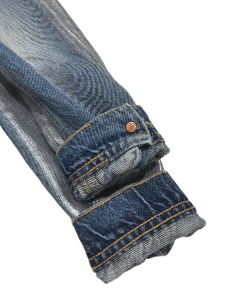 EMPORIO ARMANI（エンポリオ アルマーニ）EMPORIO ARMANI (エンポリオ アルマーニ) シルバーペイントコーティングデニムジャケット インディゴ×シルバー サイズ:38の古着・服飾アイテム