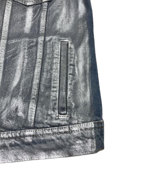 EMPORIO ARMANI（エンポリオ アルマーニ）EMPORIO ARMANI (エンポリオ アルマーニ) シルバーペイントコーティングデニムジャケット インディゴ×シルバー サイズ:38の古着・服飾アイテム