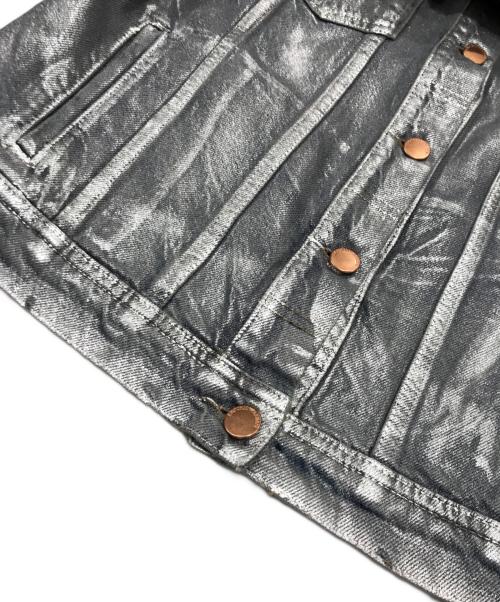 EMPORIO ARMANI（エンポリオ アルマーニ）EMPORIO ARMANI (エンポリオ アルマーニ) シルバーペイントコーティングデニムジャケット インディゴ×シルバー サイズ:38の古着・服飾アイテム
