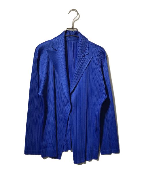 PLEATS PLEASE（プリーツプリーズ）PLEATS PLEASE (プリーツプリーズ) ピークドラペル1Bプリーツジャケット ブルー サイズ:3の古着・服飾アイテム