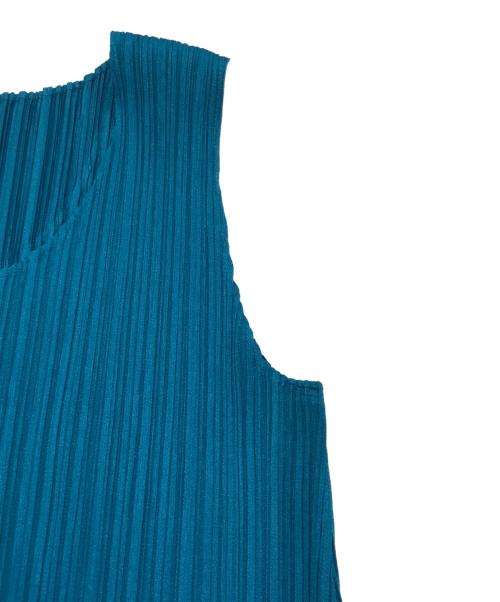PLEATS PLEASE（プリーツプリーズ）PLEATS PLEASE (プリーツプリーズ) プリーツノースリーブワンピース エメラルドグリーン サイズ:3の古着・服飾アイテム