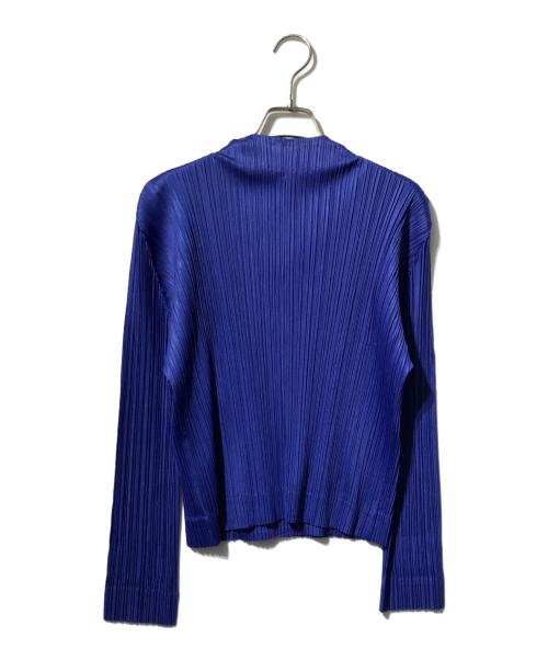 PLEATS PLEASE（プリーツプリーズ）PLEATS PLEASE (プリーツプリーズ) ライダースモチーフプリーツジャケット ブルー サイズ:3の古着・服飾アイテム