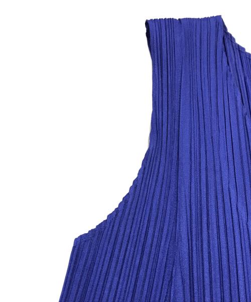 PLEATS PLEASE（プリーツプリーズ）PLEATS PLEASE (プリーツプリーズ) Vネックプリーツノースリーブワンピース ブルー サイズ:3の古着・服飾アイテム