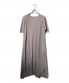 PLEATS PLEASEプリーツプリーズ）の古着「ショートスリーブプリーツワンピース」｜グレー