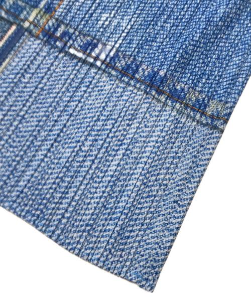 PLEATS PLEASE（プリーツプリーズ）PLEATS PLEASE (プリーツプリーズ) デニム転写プリーツスカート/膝丈スカート ブルー サイズ:3の古着・服飾アイテム