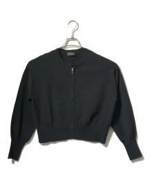 BLENHEIM（ブレンヘイム）の古着「ジップアップクルーネックワイドニットカーディガン/ジップアップカーディガン」｜ブラック