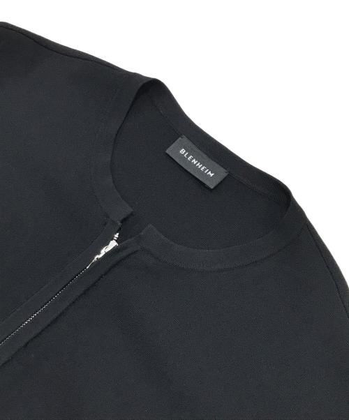 BLENHEIM（ブレンヘイム）BLENHEIM (ブレンヘイム) ジップアップクルーネックワイドニットカーディガン/ジップアップカーディガン ブラック サイズ:Mの古着・服飾アイテム