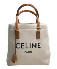 CELINE（セリーヌ）の古着「ニューホリゾンタル キャンバス×レザー トートバッグ」｜アイボリー×ブラウン（Natural/T
