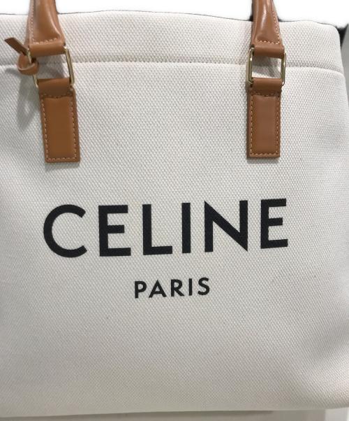 CELINE（セリーヌ）CELINE (セリーヌ) ニューホリゾンタル キャンバス×レザー トートバッグ アイボリー×ブラウン（Natural/Tan）の古着・服飾アイテム