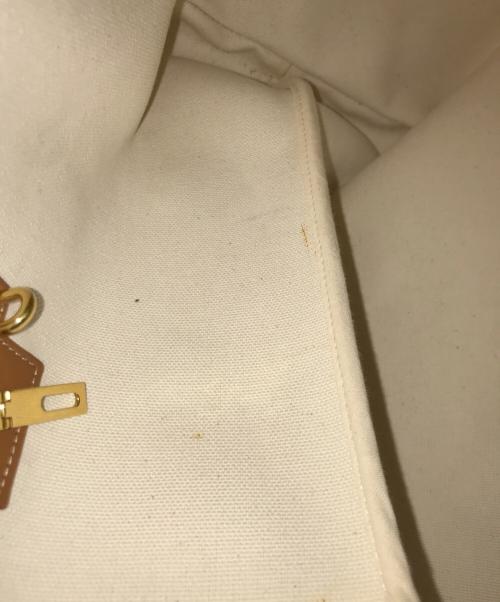 CELINE（セリーヌ）CELINE (セリーヌ) ニューホリゾンタル キャンバス×レザー トートバッグ アイボリー×ブラウン（Natural/Tan）の古着・服飾アイテム