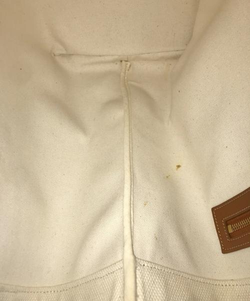 CELINE（セリーヌ）CELINE (セリーヌ) ニューホリゾンタル キャンバス×レザー トートバッグ アイボリー×ブラウン（Natural/Tan）の古着・服飾アイテム