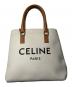 中古・古着 CELINE (セリーヌ) ニューホリゾンタル キャンバス×レザー トートバッグ アイボリー×ブラウン（Natural/Tan）：90000円