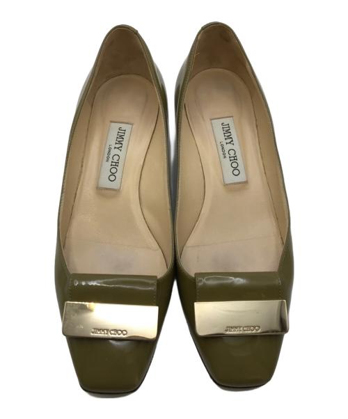 JIMMY CHOO（ジミーチュウ）JIMMY CHOO (ジミーチュウ) エナメルパンプス カーキ サイズ:37の古着・服飾アイテム