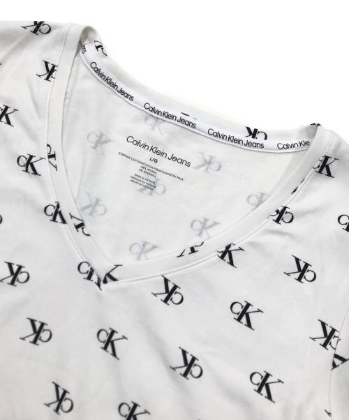 Calvin Klein Jeans（カルバンクラインジーンズ）Calvin Klein Jeans (カルバンクラインジーンズ) ロゴプリントボディースーツ ホワイト サイズ:Lの古着・服飾アイテム
