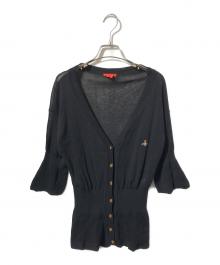 Vivienne Westwood（ヴィヴィアンウエストウッド）の古着「オーブ刺繍カーディガン」｜ブラック