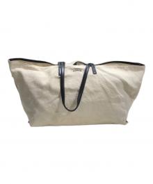 JIL SANDER（ジルサンダー）の古着「レザーハンドルキャンバストートバッグ」｜アイボリー