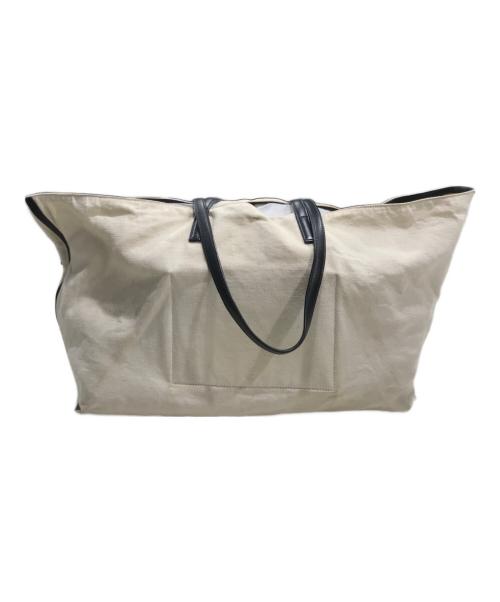 JIL SANDER（ジルサンダー）JIL SANDER (ジルサンダー) レザーハンドルキャンバストートバッグ アイボリーの古着・服飾アイテム