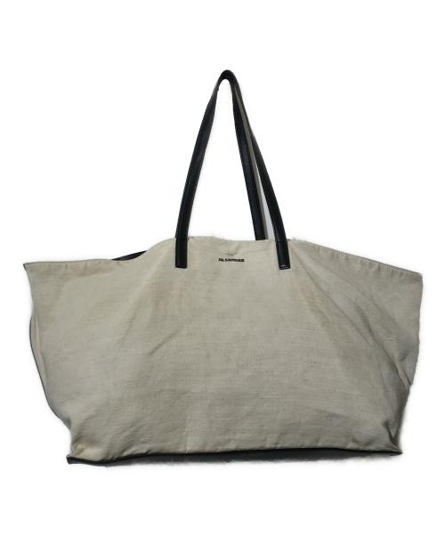 JIL SANDER（ジルサンダー）JIL SANDER (ジルサンダー) レザーハンドルキャンバストートバッグ アイボリーの古着・服飾アイテム